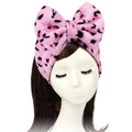 Women Fashion Lovely Soft Carol Fleece Bowknot Bow Makeup Cosmetic Shower Elastic Hair Band Hairlace Headband (Pink) | Washable Coral Fleece, Wide Elastic Hair Band, Stretches to 12.5 In, Removable Bow, Holds Hair Back for Face Masks, Shower