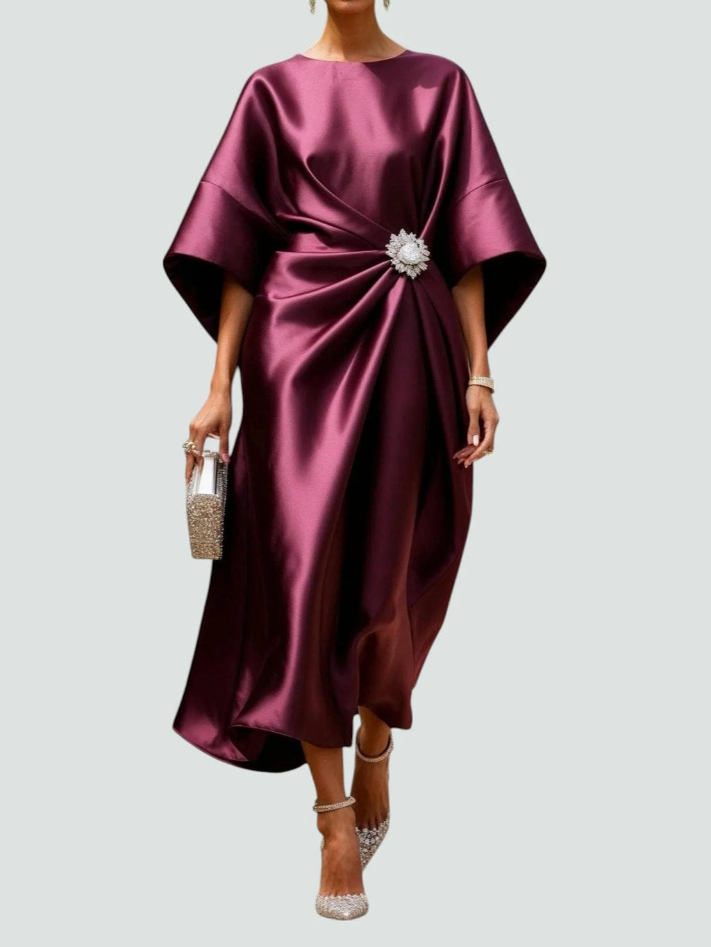 Zoey - Elegantes Langes Satinkleid
