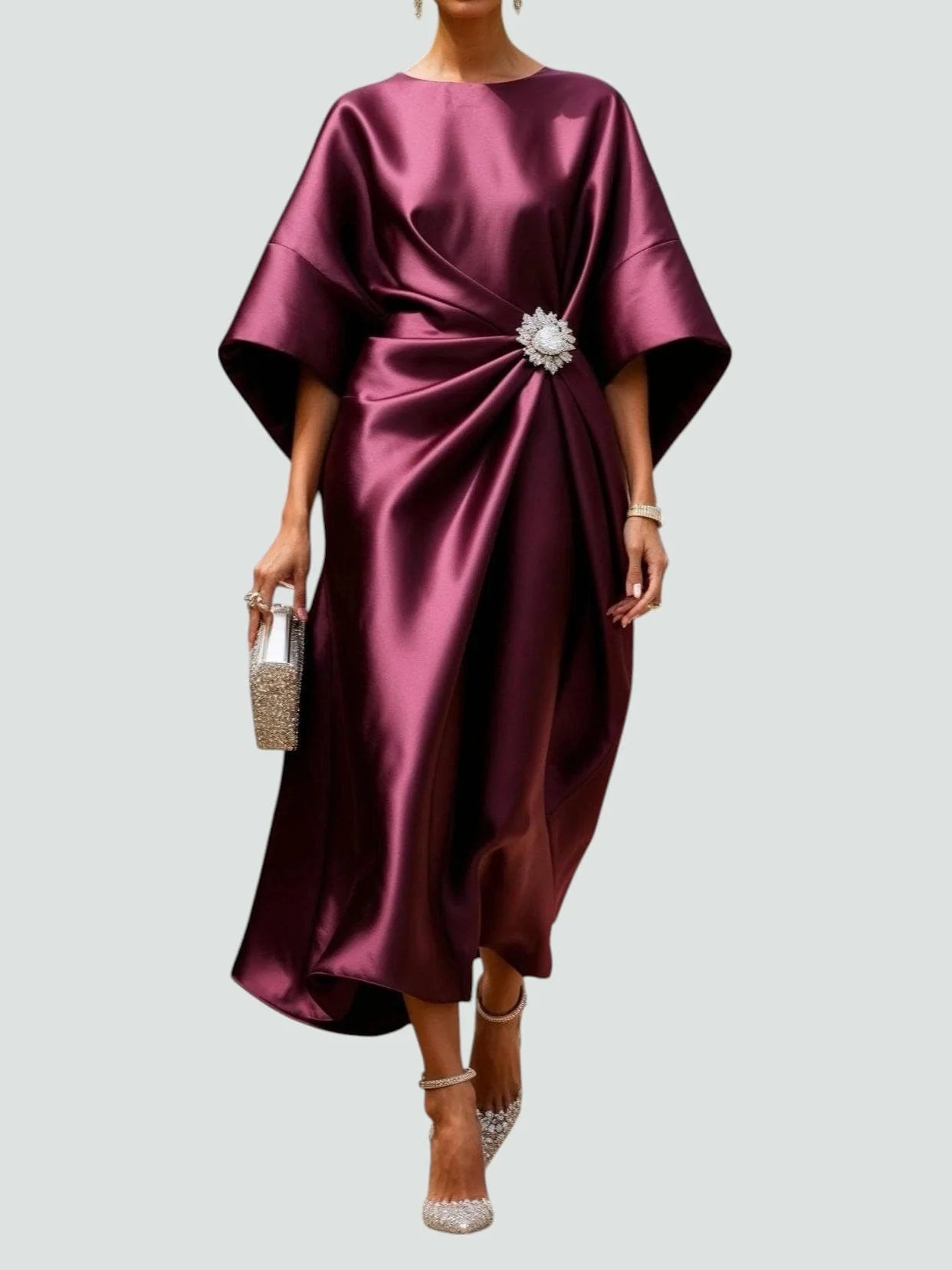 Zoey - Elegantes Langes Satinkleid