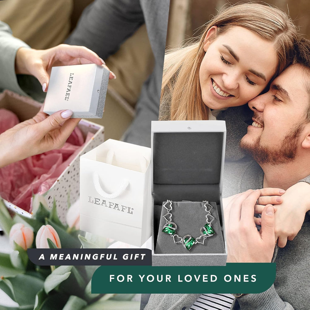 Infinity Love Heart Gift Bracelet for Women, Birthstone or Healing Stone Crystal, Silver Tone Birthday Jewelry for Her, Mom, and Wife, 7-Inch Chain and 2-Inch Extender