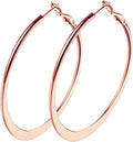 Rose Gold Hoop Earrings for Women, Fashion round Lightweight Hoops Earrings Gift White Gold Rose Gold Plated 40Mm - 50Mm - 60Mm