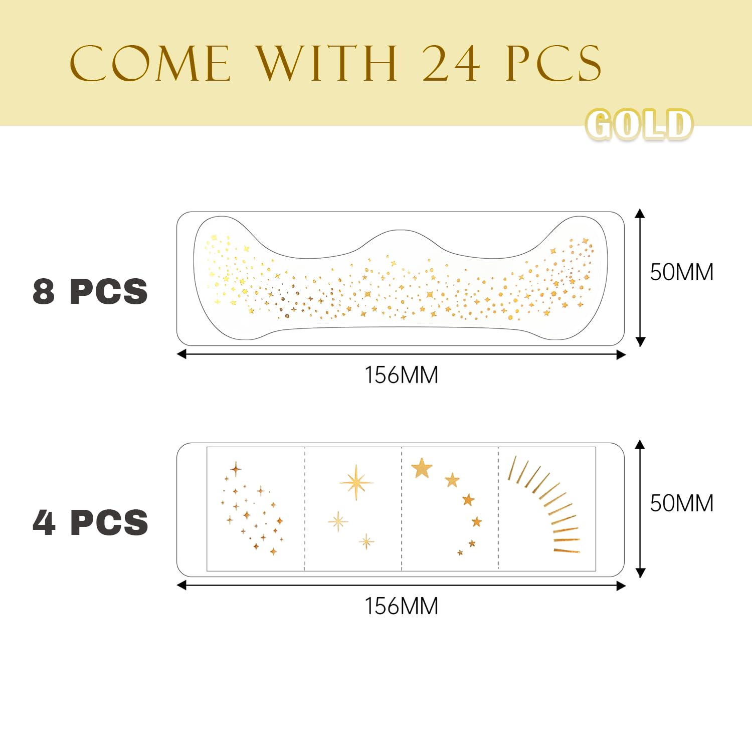 Glitter Freckles, 24PCS Glitter Freckles Face Tattoo, Sparkle Freckles for Women, Waterproof Gold Temporary Face Tattoos Glitter Glow up Patches Makeup Patches Mardi Gras Festival (Gold)