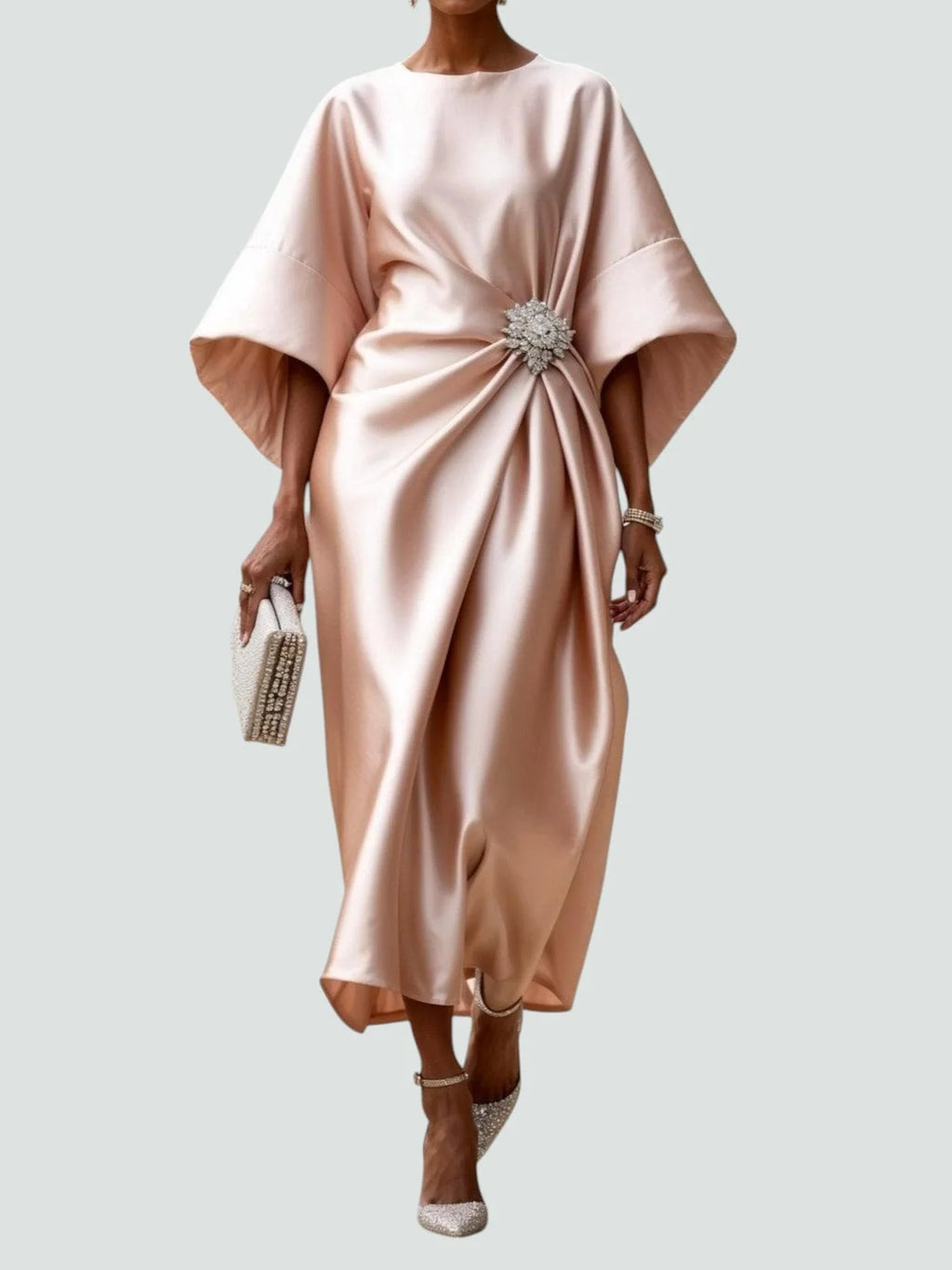 Zoey - Elegantes Langes Satinkleid