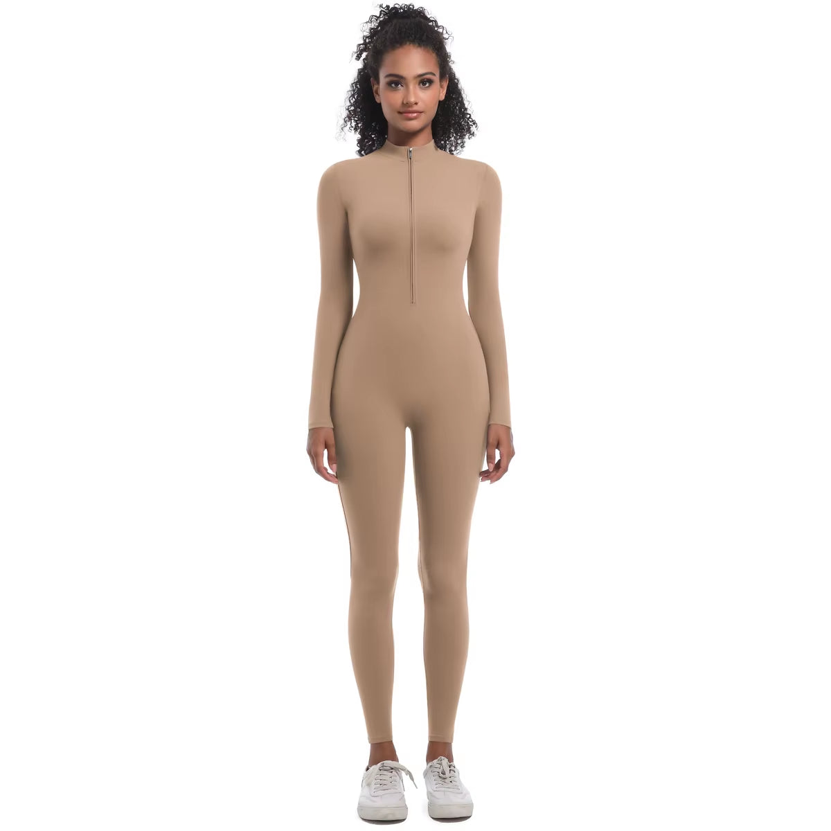 Women Autumn Winter Warm Zip Bodysuit Activewear Jumpsuit of the Nylon Spandex Workout Fitness Gym Wear