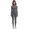Women Autumn Winter Warm Zip Bodysuit Activewear Jumpsuit of the Nylon Spandex Workout Fitness Gym Wear