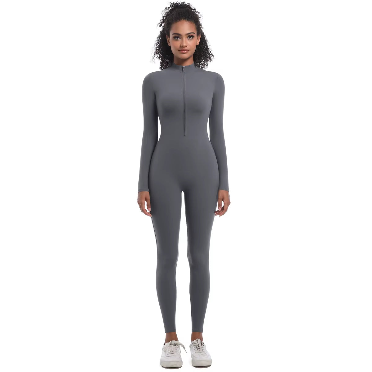 Women Autumn Winter Warm Zip Bodysuit Activewear Jumpsuit of the Nylon Spandex Workout Fitness Gym Wear