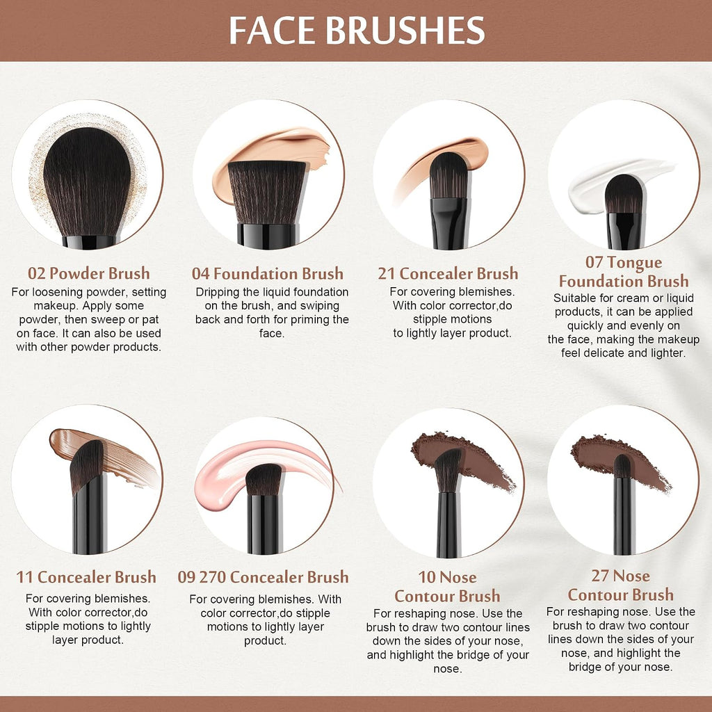 Makeup Brushes Set Professional 30Pcs Obsidian Makeup Brushes Premium Synthetic Powder Kabuki Foundation Contour Blush Concealer Eye Shadow Blending Eyeliner Crease Eyebrow Make up Brush Kit