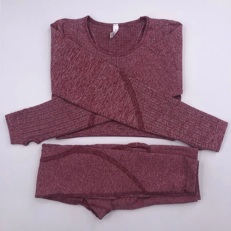 2021 New Active Wear Sets Women Workout Clothes Gym Wear Tracksuits Yoga Jogging Track Outfit Legging Long Sleeves Shirts Suits