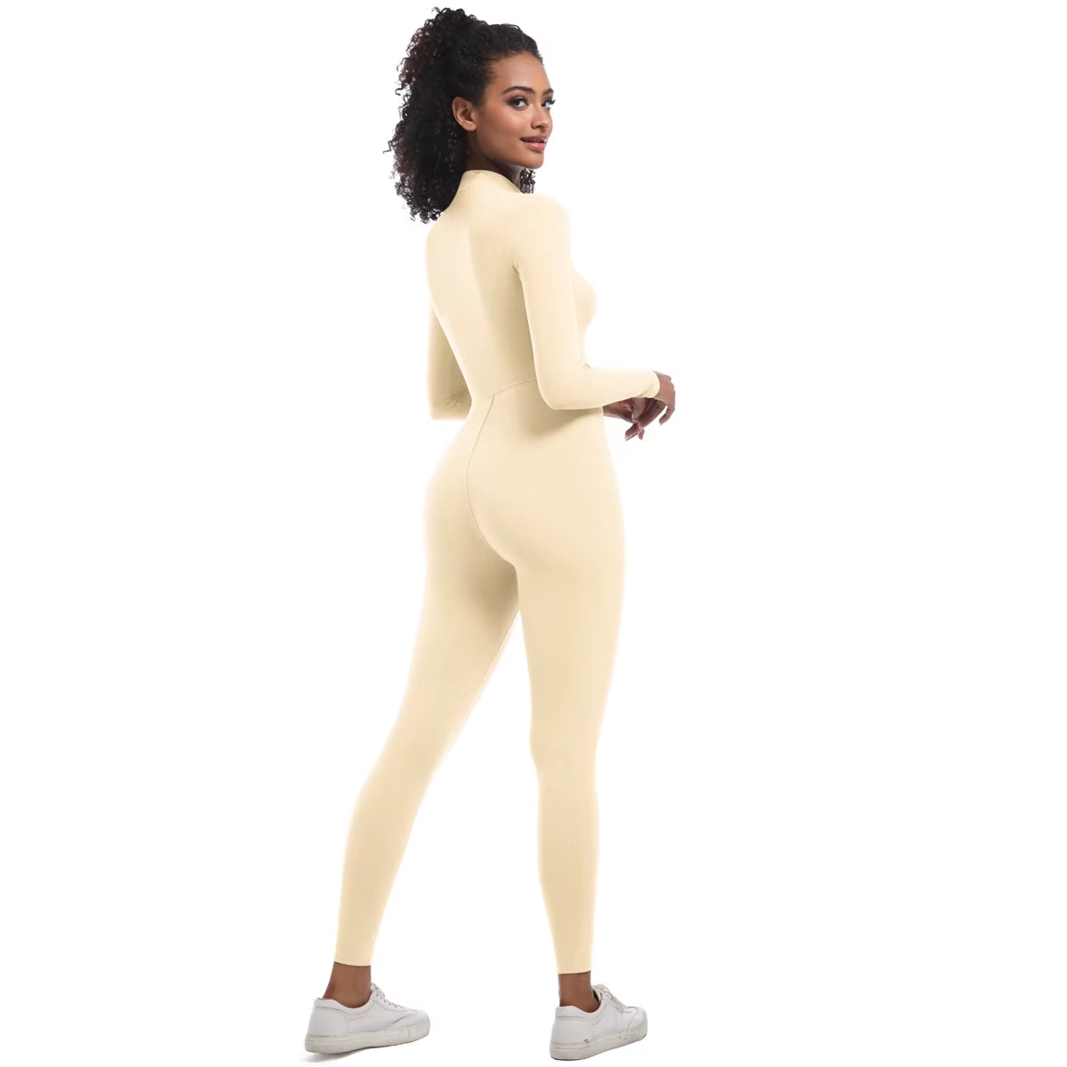 Women Autumn Winter Warm Zip Bodysuit Activewear Jumpsuit of the Nylon Spandex Workout Fitness Gym Wear