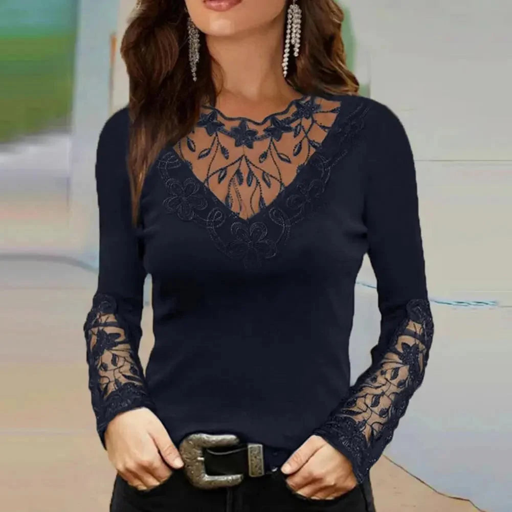 Blouse À Col En V Pour La Saison Automnale
