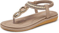 Flat Sandals for Women Dressy: Comfortable Thong Slip on Sandal | Elastic Ankle Strap Bohemian Women'S Flats Shoes - Summer Comfort Flip Flops Open Toe Orthopedic for Walking Casual