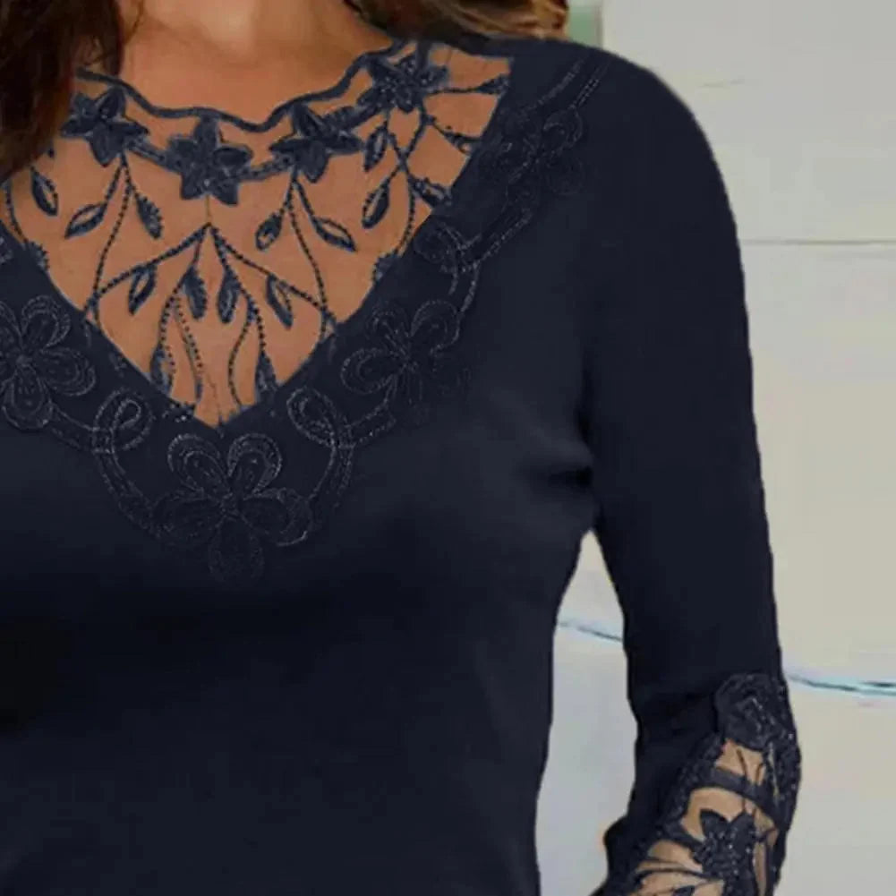Blouse À Col En V Pour La Saison Automnale