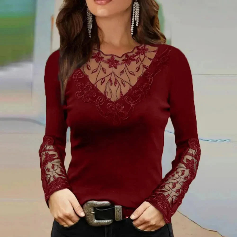 Blouse À Col En V Pour La Saison Automnale