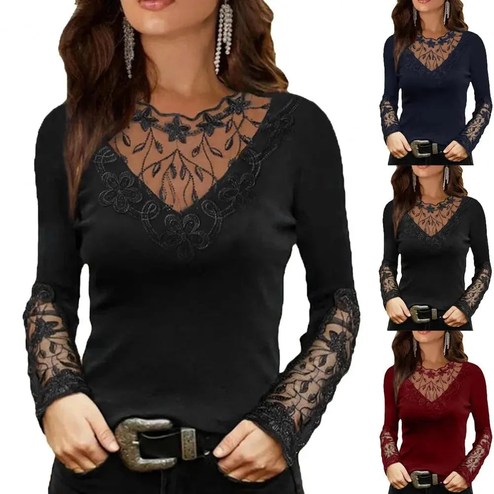 Blouse À Col En V Pour La Saison Automnale