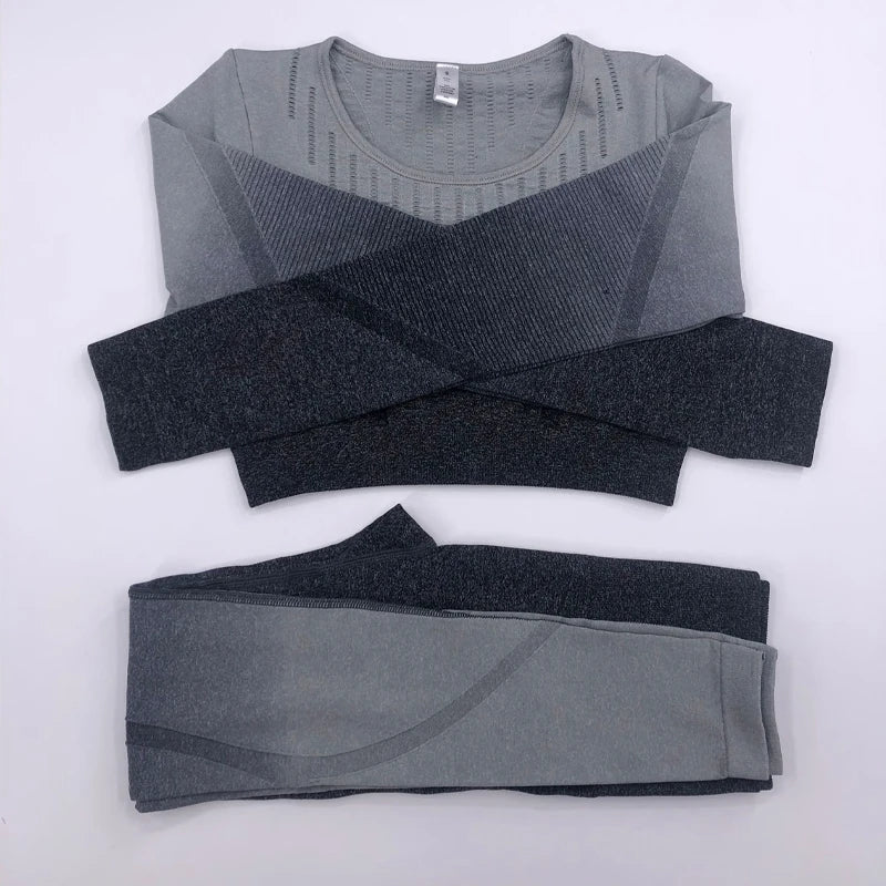 2021 New Active Wear Sets Women Workout Clothes Gym Wear Tracksuits Yoga Jogging Track Outfit Legging Long Sleeves Shirts Suits