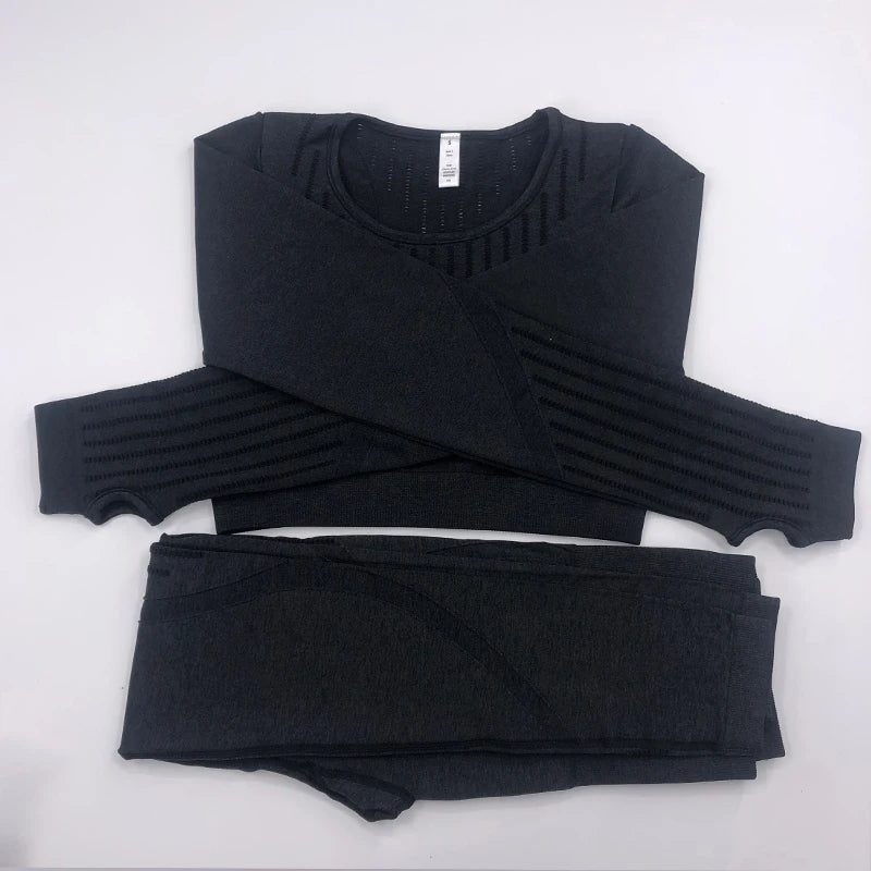 2021 New Active Wear Sets Women Workout Clothes Gym Wear Tracksuits Yoga Jogging Track Outfit Legging Long Sleeves Shirts Suits